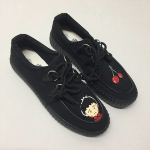 BU Xiang Collection B Black Canvas Painted Platform Shoes Size 36 US 5.5 New